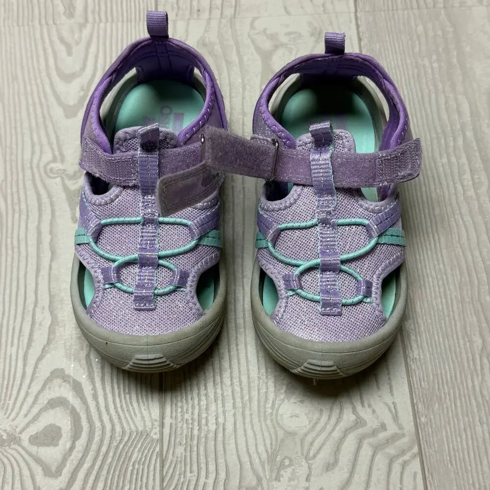 OshKosh B’gosh Girls Purple Teal Closed Toe Sport Sandals Shoes Size 10M